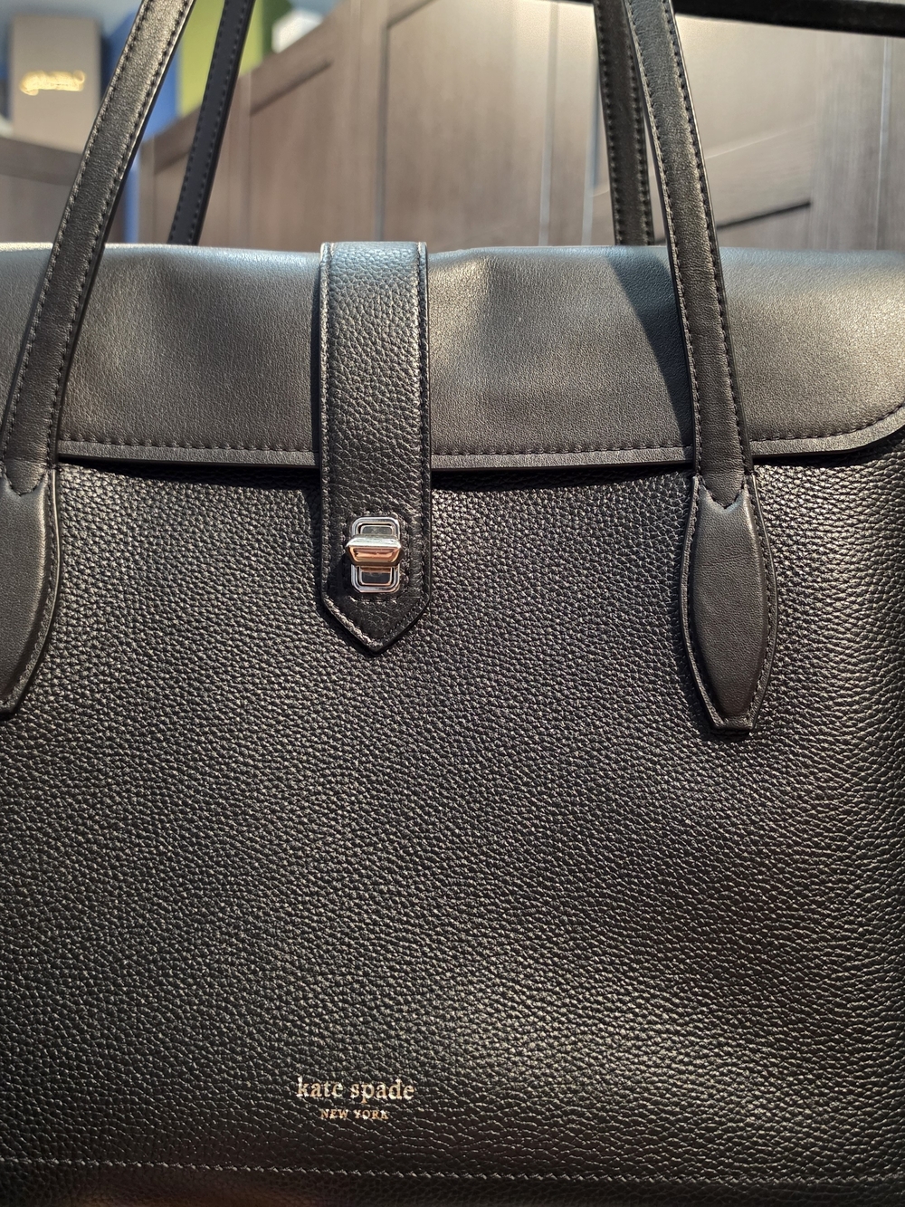 kate spade Black Pebbled Leather Briefcase Tote
